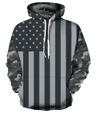 Black and white American flag hoodie for men