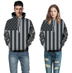 Black and white American flag hoodie for men